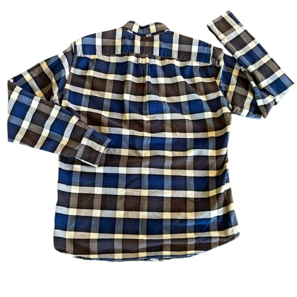 J Crew Slim Fit‎ Blue Brown Plaid Long Sleeve Button Up Shirt Size M